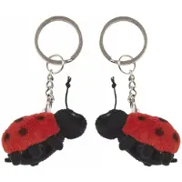 Nature Planet Pluche Lieveheersbeestje - 2x - knuffel sleutelhanger - 6 cm - dieren cadeau