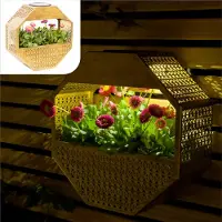 GADGY Solar Solar Wandlamp met Bloembak – Tuinverlichting op Zonneenergie – Buitenlamp met LED – 30x30 cm – Zwart Bloembak