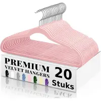 BOTC Fluwelen Kleerhangers - Kledinghangers - Metalen Haak - 20 Stuks - Antislip - Roze