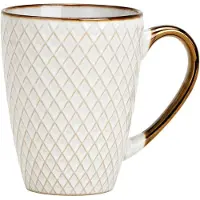 Secret De Gourmet Koffiemokken Marbella - 1x stuks - Keramiek - wit/goud - 300 ml - 8 x 11 cm - Luxe uitstraling