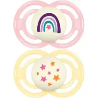 Mam 2 Fopspenen Perfect Nacht Trend 18 Maanden en + (Modellen : Roze en geel)