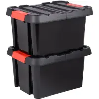 Eda outdoor/tuin opberg box StockR - 2x - vocht- en vorstbestendig - zwart - 58 liter - 58 x 45 x 33 cm - kunststof