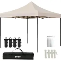 Brixy Partytent - Paviljoen - Easy Up - Opvouwbaar - Waterdicht - Met Draagtas - 300 x 300 cm – Crème