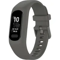 Strap-it Siliconen Smartwatch bandje - Geschikt voor Garmin Vivosmart 5 siliconen bandje - donkergrijs - Horlogeband / Polsband / Armband