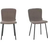 Furnihaus Luca Eetkamerstoel - Bruin Stof - Set van 2 - Comfortabele bekleding en stevige metalen poten