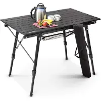 Arebos roltafel camping klaptafel 90 x 51,5 cm - aluminium - zwart