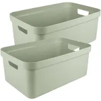 Sunware opbergbox Sigma - 2x - kunststof - 45 liter - lichtgroen - opberg dozen/bakken - opbergers - 39 x 59 x 24 cm