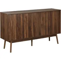 Sweeek Dressoir 2 schuifdeuren houtdecor deels gegroefd 150cm Donker hout