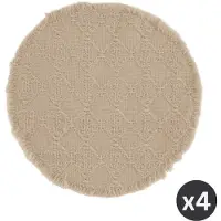 Tiseco - Placemat NOVA - SET/4 - boho - stof - Dia 38 cm - Rond, zand