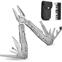 FOXLY 23-in-1 Multitool Zakmes + Draagetui + 9-delige Bitset Outdoor - Survival mes - Jachtmes - Camping - Kamperen - Bold X96