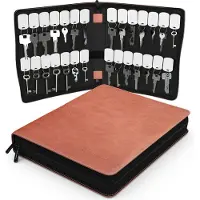 Northwall Sleutelrekje met 28 Sleutelhangers - Sleuteletui uit Leer - Draagbare Key Organizer - Een Must voor iedere Vastgoedmakelaar - Bruin