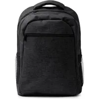 Roly Heather Zwarte 6000 RPET rugzak Laptopvak 15" Twee voorvakken en trolleyband. Model Bruson