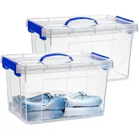 PlasticForte Opslagbox - 2x - met deksel - transparant blauw - 18.5 liter - 42 x 30 x 24 cm - kunststof - opbergdoos - opbergen