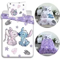 Disney Stitch Omkeerbaar katoenen beddengoed, Kinderdekbedovertrek met rits, 100% katoen, 160x200 cm, OEKO-TEX