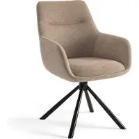Furnihaus Olivia - Draaibare Eetkamerstoel - Armleuningen - Beige - Stof