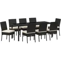 vidaXL Tuin Eettafel Set 9 st Zwart Gepoedercoat staal
