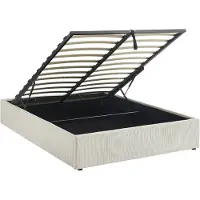 Sweeek - Bed met lattenbodem b204 x d148 x h32cm, afwerking corduroy