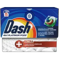 Dash 4x Wasmiddelcapsules 4in1 Platinum Pods +extra Vlekkenverwijderaar 15 Stuks