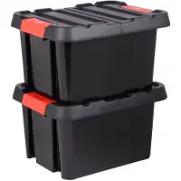Eda outdoor/tuin opberg box Stockr - 2x - vocht- en vorstbestendig - zwart - 85 liter - 65 x 50 x 39 cm - kunststof