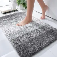 BOTC Badmat - Antislip - 80x50cm - Absorberende Badmat - Douchemat - Toiletmat - Grijs/Wit