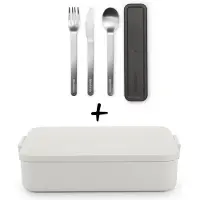 Brabantia Make & Take Set - Bento Lunchbox + Bestekset 3-delig - Dark/Light Grey