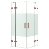 Maxaro Diamond Douchecabine | 90x90 cm Koper Helder met matte strook Draaideur Vierkant