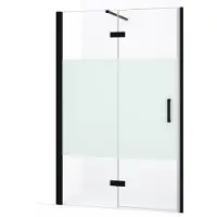 Maxaro Diamond Douchedeur | 120 cm Mat zwart Helder met matte strook Draaideur