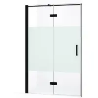 Maxaro Diamond Douchedeur | 110 cm Mat zwart Helder met matte strook Draaideur