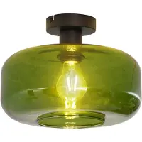 QAZQA Retro plafondlamp zwart met groen glas - Bizle