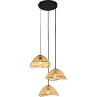 QAZQA Boheemse hanglamp zwart met bamboe 3-lichts - Lily