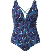 Ulla Popken Badpak aqua / petrol / lila / zwart