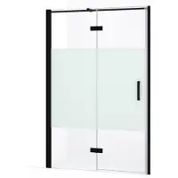 Maxaro Diamond Douchedeur | 110 cm Mat zwart Helder met matte strook Draaideur