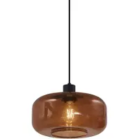 QAZQA Retro hanglamp zwart met brons glas - Bizle
