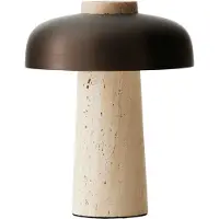 Audo Copenhagen Reverse draagbare tafellamp 24,5 cm Travertine-bronzed aluminium