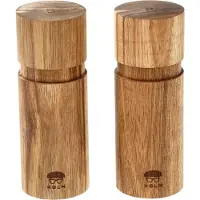 HOLM Peper- en Zoutmolen Set – Houten Kruidenmolens met Keramisch Maalwerk – Instelbare Maalgraad – Acaciahout – FSC Gecertificeerd – 15,2 cm – Hout – 2 stuks