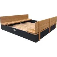 Axi Ella XXL Zandbak 150 x 150 cm met bankjes Antraciet/bruin