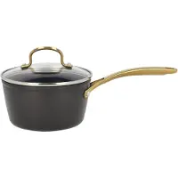 HOLM Brasserie Steelpan met glazen deksel keramisch Dia 16 x 9,2 cm 1,5 liter Zwart