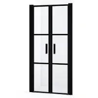 Maxaro Diamond Douchedeur | 90 cm Mat zwart Helder met zwarte strepen Pendeldeur