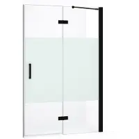 Maxaro Diamond Douchedeur | 120 cm Mat zwart Helder met matte strook Draaideur