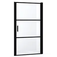 Maxaro Diamond Douchedeur | 105 cm Mat zwart Helder met 4 zwarte strepen Draaideur