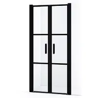 Maxaro Diamond Douchedeur | 80 cm Mat zwart Helder met zwarte strepen Pendeldeur