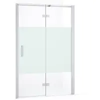 Maxaro Diamond Douchedeur | 120 cm Chroom Helder met matte strook Draaideur