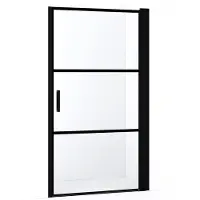 Maxaro Diamond Douchedeur | 105 cm Mat zwart Helder met 4 zwarte strepen Draaideur