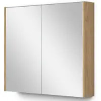 Maxaro Spiegelkast Met Verlichting Modulo 80x70cm Naturel Fineer Badkamer Spiegelkast | Spiegelkast Badkamer | Spiegelkast met Verlichting