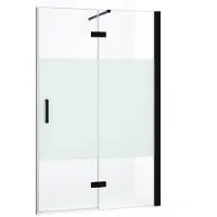 Maxaro Diamond Douchedeur | 120 cm Mat zwart Helder met matte strook Draaideur