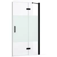 Maxaro Diamond Douchedeur | 90 cm Mat zwart Helder met matte strook Draaideur