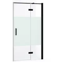 Maxaro Diamond Douchedeur | 100 cm Mat zwart Helder met matte strook Draaideur