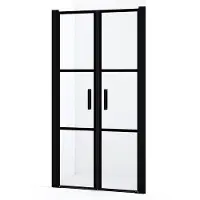 Maxaro Diamond Douchedeur | 90 cm Mat zwart Helder met zwarte strepen Pendeldeur