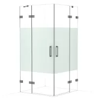Maxaro Diamond Douchecabine | 100x100 cm Zwart metaal Helder met matte strook Draaideur Vierkant