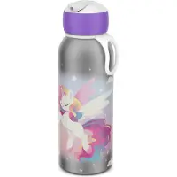 Mepal Isoleerfles flip-up Campus - 350 ml - 12 uur koud / 4 uur warm - Drinkfles met rietje voor kinderen - Unicorn Glow